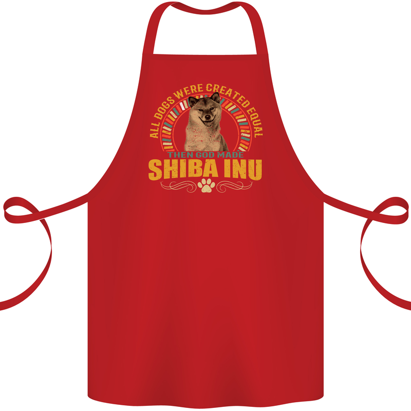 A Shiba Inu Dog Cotton Apron 100% Organic Red