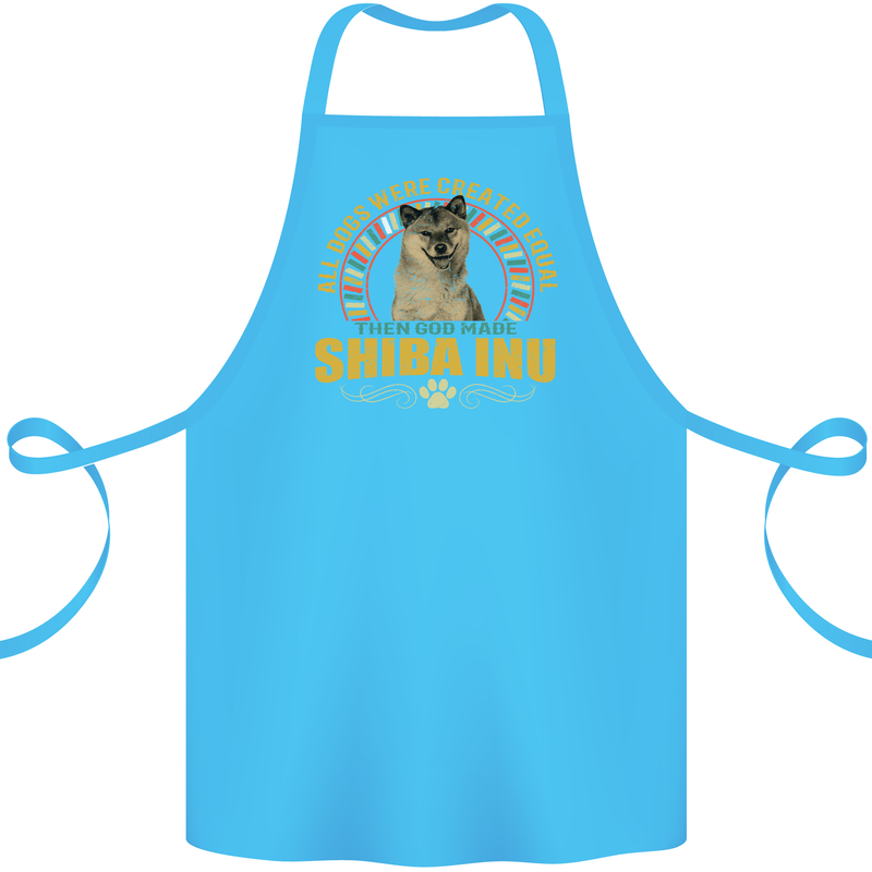 A Shiba Inu Dog Cotton Apron 100% Organic Turquoise
