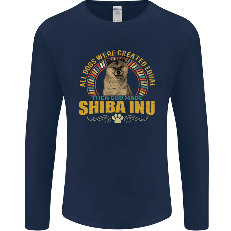 A Shiba Inu Dog Mens Long Sleeve T-Shirt Navy Blue