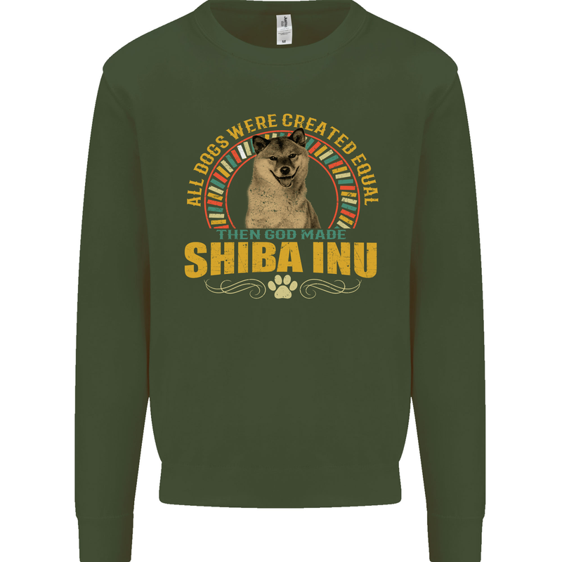 A Shiba Inu Dog Mens Sweatshirt Jumper Forest Green