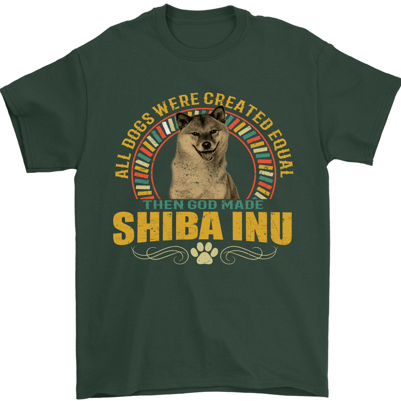 A Shiba Inu Dog Mens T-Shirt 100% Cotton Forest Green