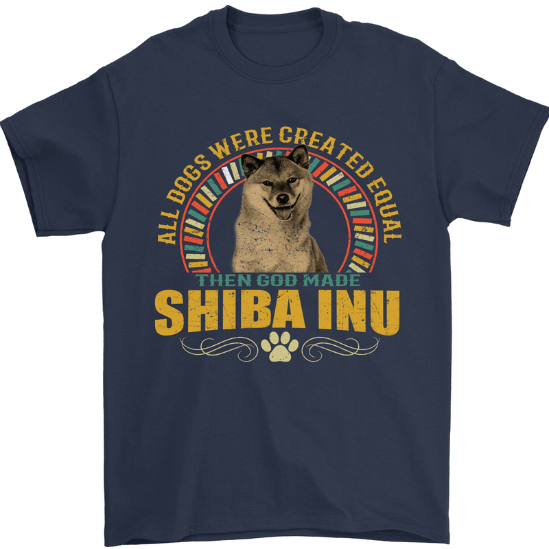 A Shiba Inu Dog Mens T-Shirt 100% Cotton Navy Blue