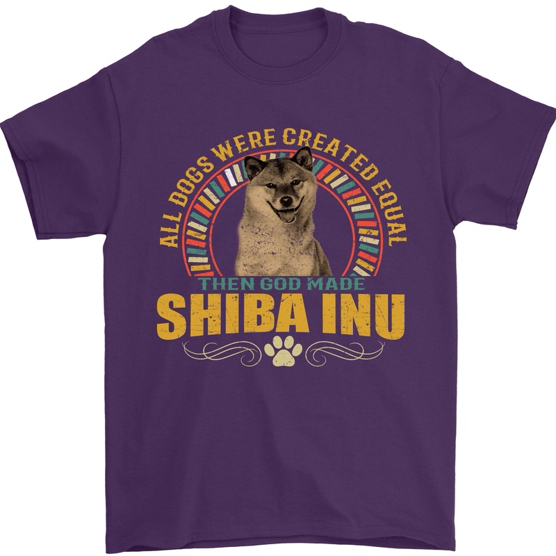 A Shiba Inu Dog Mens T-Shirt 100% Cotton Purple