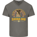 A Shiba Inu Dog Mens V-Neck Cotton T-Shirt Charcoal