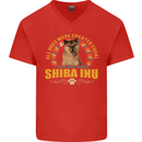 A Shiba Inu Dog Mens V-Neck Cotton T-Shirt Red