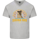 A Shiba Inu Dog Mens V-Neck Cotton T-Shirt Sports Grey