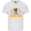 A Shiba Inu Dog Mens V-Neck Cotton T-Shirt White