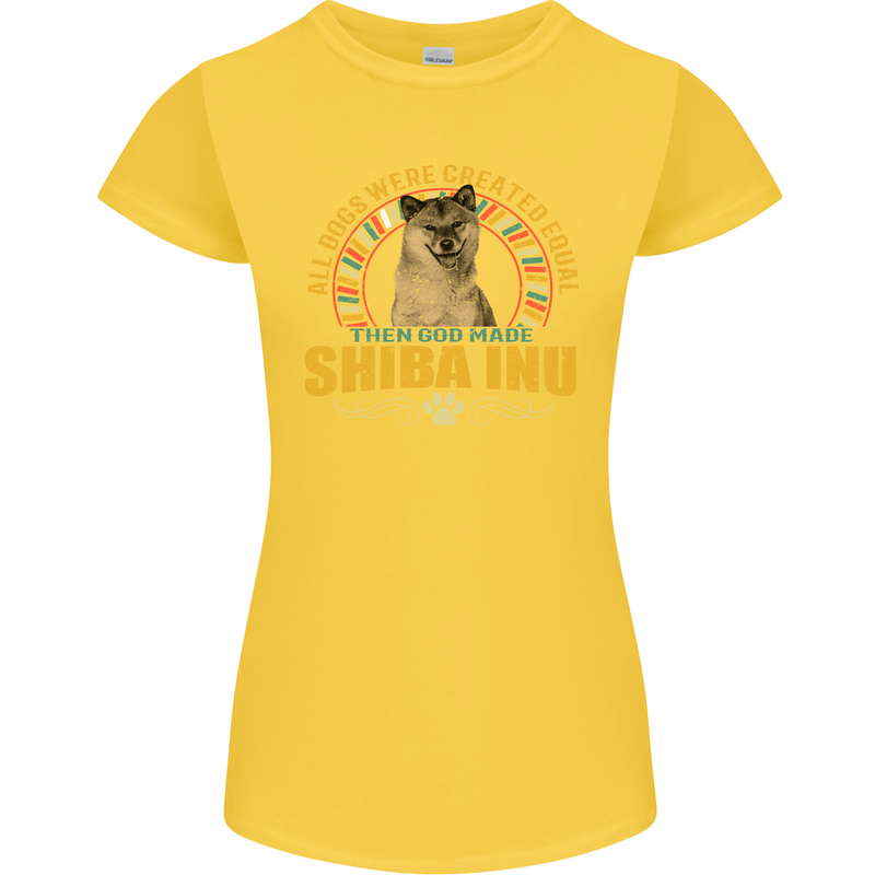 A Shiba Inu Dog Womens Petite Cut T-Shirt Yellow