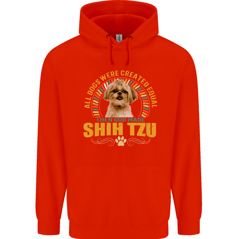 A Shih Tzu Dog Childrens Kids Hoodie Bright Red