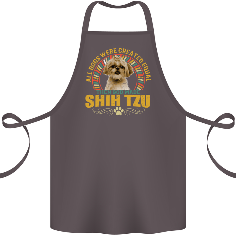 A Shih Tzu Dog Cotton Apron 100% Organic Dark Grey