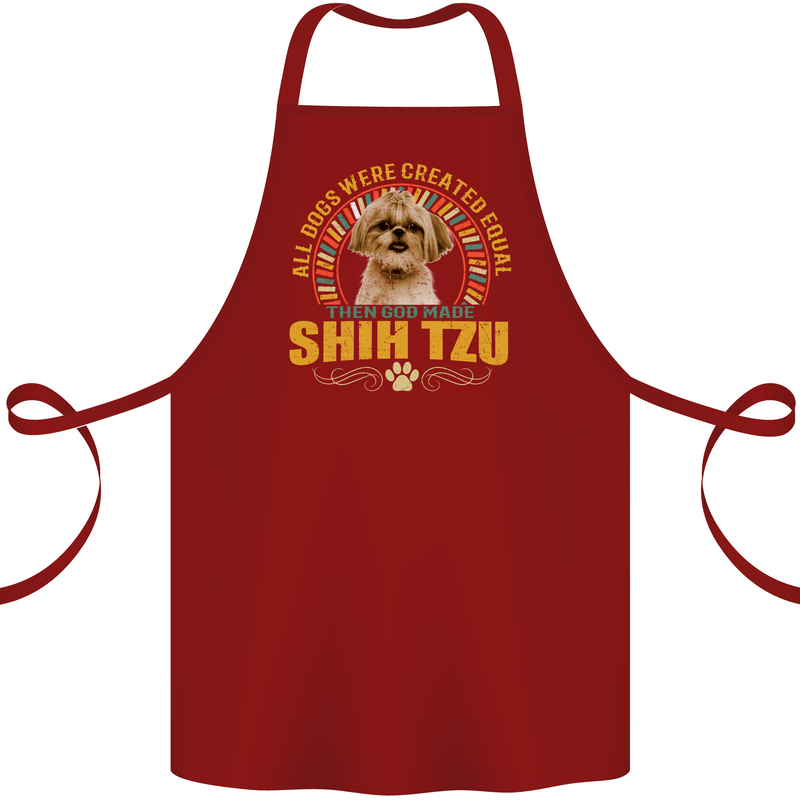 A Shih Tzu Dog Cotton Apron 100% Organic Maroon
