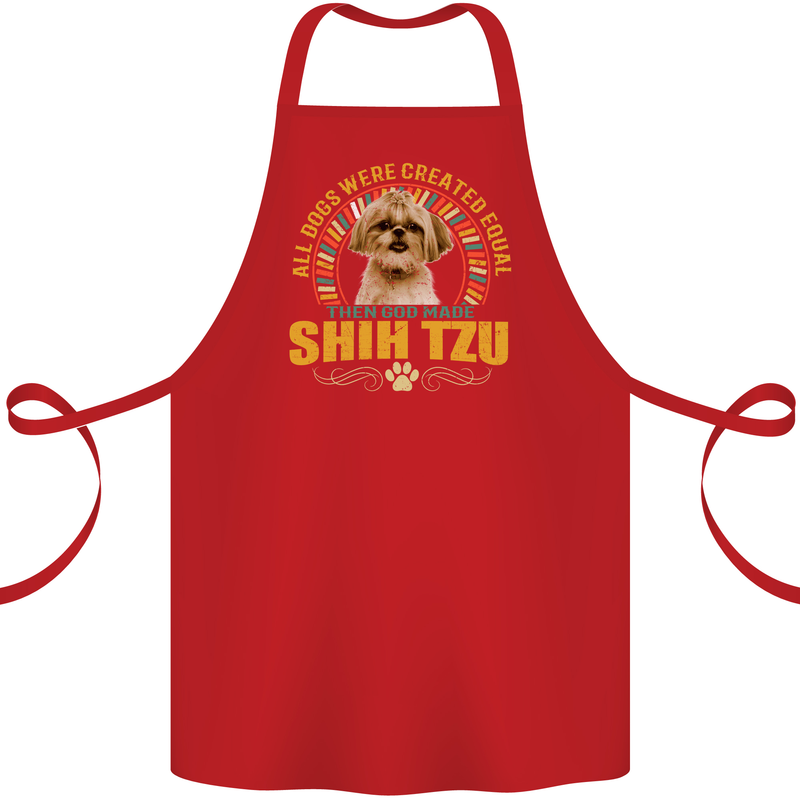 A Shih Tzu Dog Cotton Apron 100% Organic Red