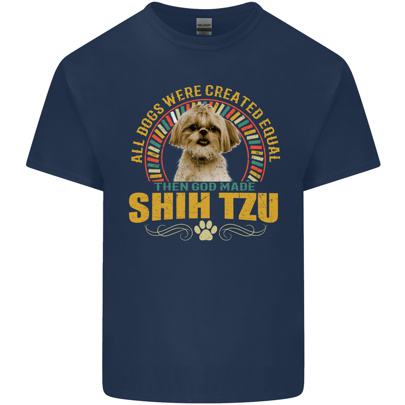A Shih Tzu Dog Kids T-Shirt Childrens Navy Blue