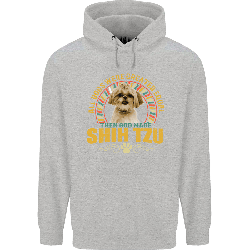 A Shih Tzu Dog Mens 80% Cotton Hoodie Sports Grey