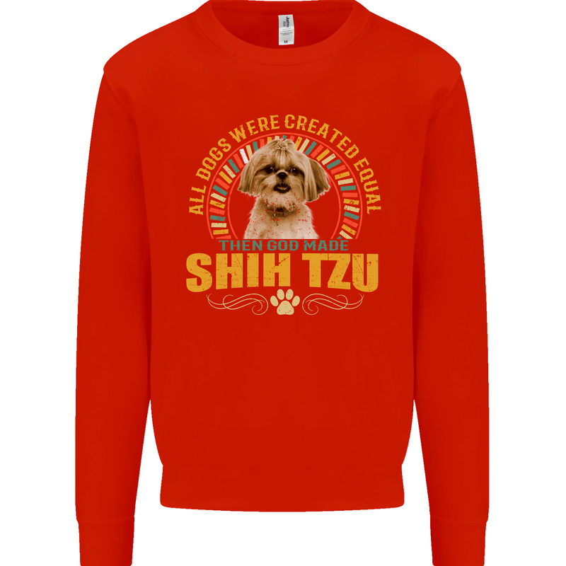 A Shih Tzu Dog Mens Sweatshirt Jumper Bright Red