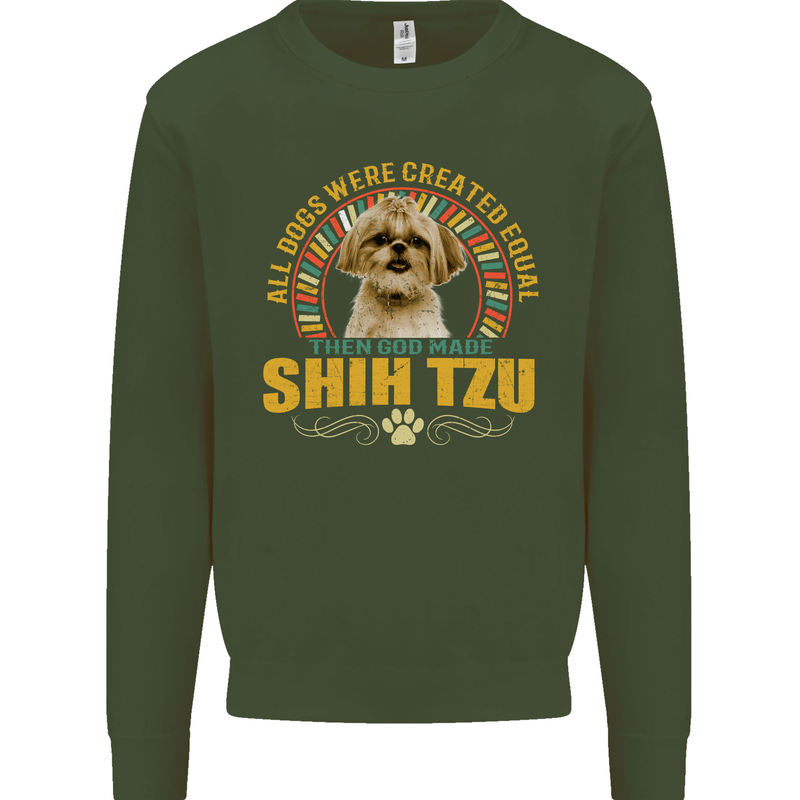 A Shih Tzu Dog Mens Sweatshirt Jumper Forest Green