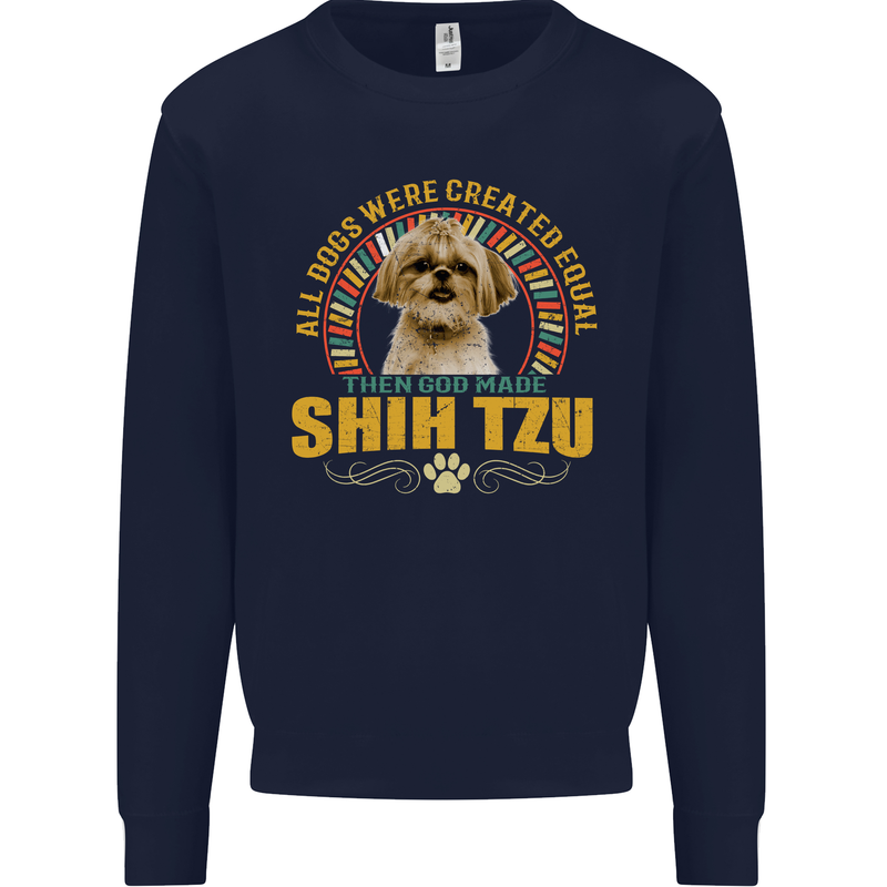 A Shih Tzu Dog Mens Sweatshirt Jumper Navy Blue
