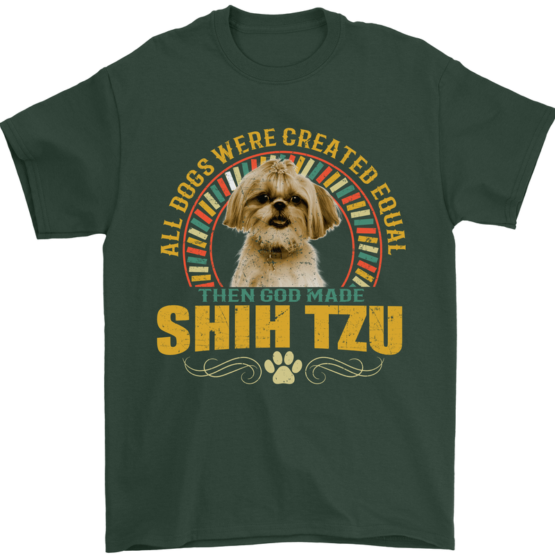 A Shih Tzu Dog Mens T-Shirt 100% Cotton Forest Green