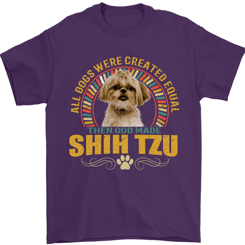 A Shih Tzu Dog Mens T-Shirt 100% Cotton Purple