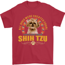 A Shih Tzu Dog Mens T-Shirt 100% Cotton Red