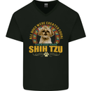 A Shih Tzu Dog Mens V-Neck Cotton T-Shirt Black