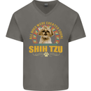A Shih Tzu Dog Mens V-Neck Cotton T-Shirt Charcoal