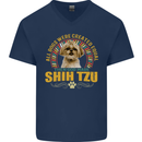 A Shih Tzu Dog Mens V-Neck Cotton T-Shirt Navy Blue