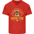 A Shih Tzu Dog Mens V-Neck Cotton T-Shirt Red