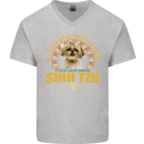 A Shih Tzu Dog Mens V-Neck Cotton T-Shirt Sports Grey