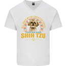 A Shih Tzu Dog Mens V-Neck Cotton T-Shirt White