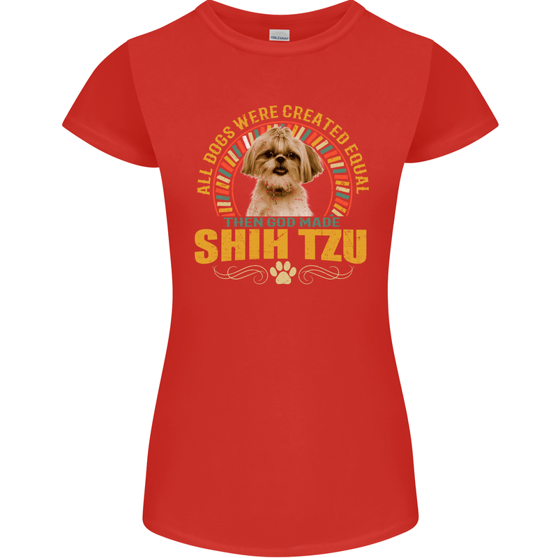 A Shih Tzu Dog Womens Petite Cut T-Shirt Red