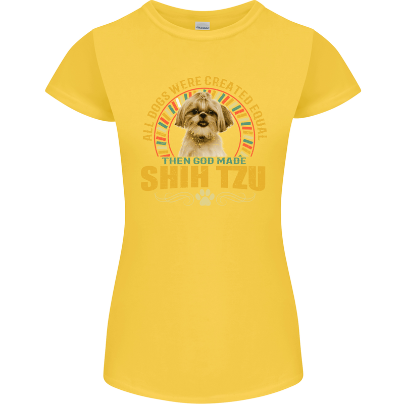 A Shih Tzu Dog Womens Petite Cut T-Shirt Yellow