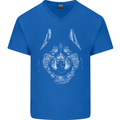 A Siberian Husky Mens V-Neck Cotton T-Shirt Royal Blue