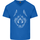A Siberian Husky Mens V-Neck Cotton T-Shirt Royal Blue