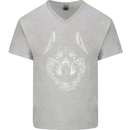 A Siberian Husky Mens V-Neck Cotton T-Shirt Sports Grey