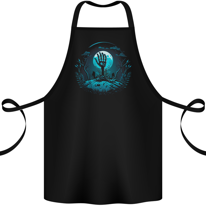 A Skeleton Hand Rising From a Graveyard Cotton Apron 100% Organic Black