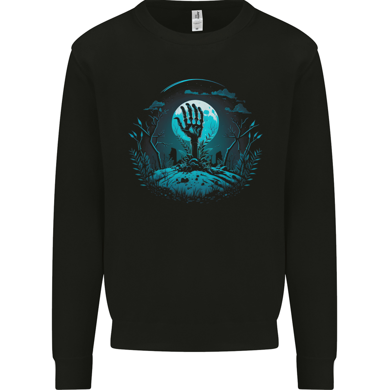 A Skeleton Hand Rising From a Graveyard Mens Sweatshirt Jumper Black