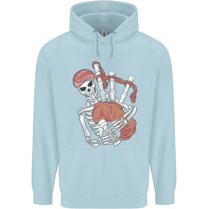 A Skeleton Playing the Bagpipes Childrens Kids Hoodie Light Blue