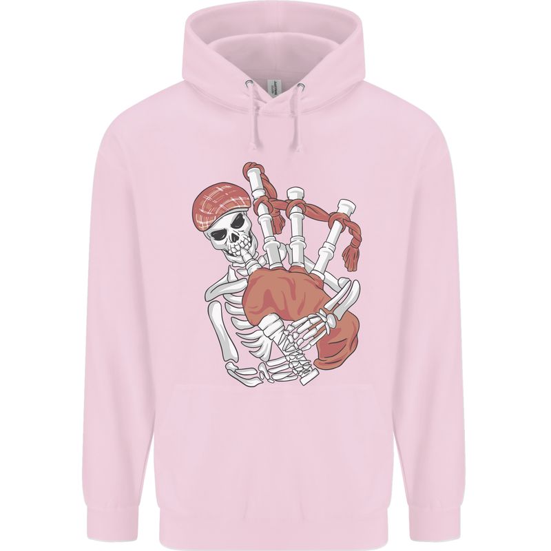 A Skeleton Playing the Bagpipes Childrens Kids Hoodie Light Pink