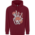 A Skeleton Playing the Bagpipes Childrens Kids Hoodie Maroon