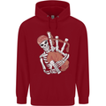 A Skeleton Playing the Bagpipes Childrens Kids Hoodie Red