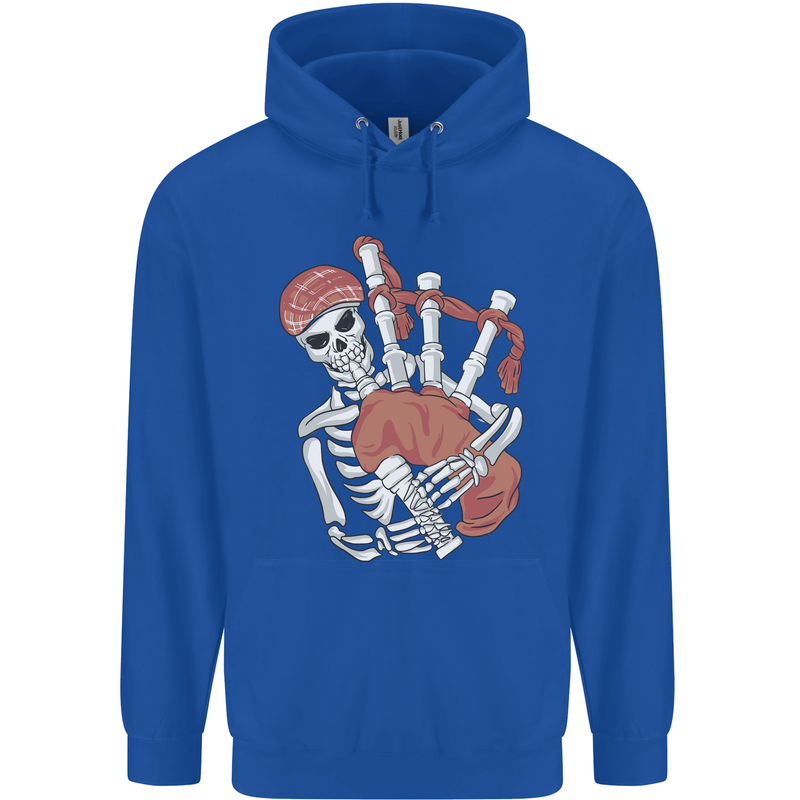 A Skeleton Playing the Bagpipes Childrens Kids Hoodie Royal Blue