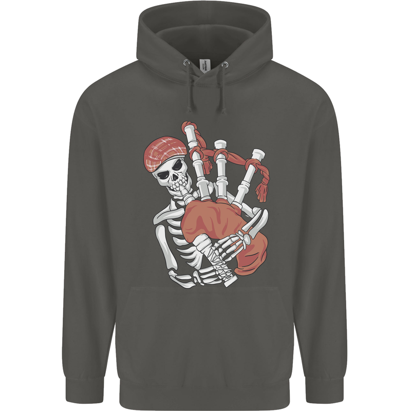 A Skeleton Playing the Bagpipes Childrens Kids Hoodie Storm Grey