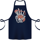 A Skeleton Playing the Bagpipes Cotton Apron 100% Organic Navy Blue
