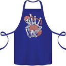 A Skeleton Playing the Bagpipes Cotton Apron 100% Organic Royal Blue