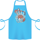 A Skeleton Playing the Bagpipes Cotton Apron 100% Organic Turquoise