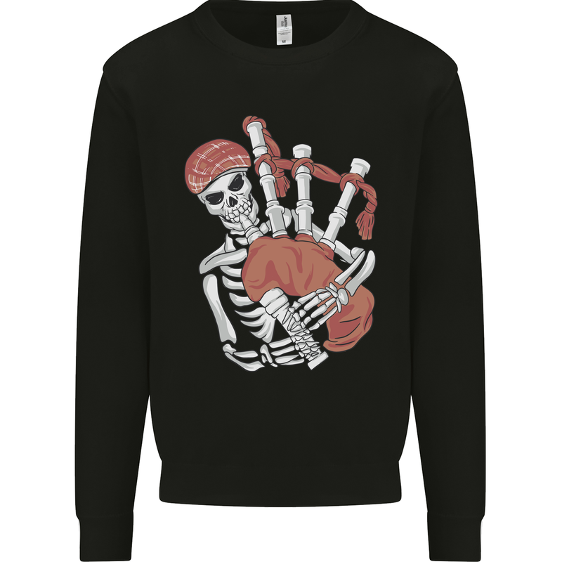 A Skeleton Playing the Bagpipes Kids Sweatshirt Jumper Black