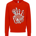 A Skeleton Playing the Bagpipes Kids Sweatshirt Jumper Bright Red