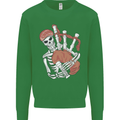 A Skeleton Playing the Bagpipes Kids Sweatshirt Jumper Irish Green