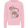 A Skeleton Playing the Bagpipes Kids Sweatshirt Jumper Light Pink